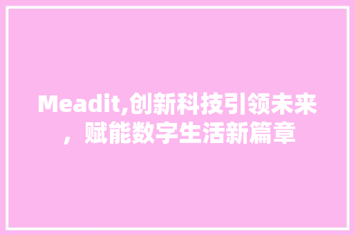 Meadit,创新科技引领未来，赋能数字生活新篇章