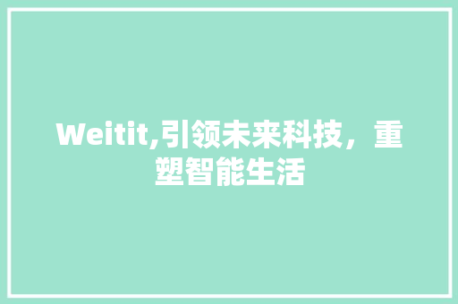 Weitit,引领未来科技，重塑智能生活