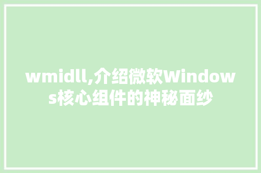wmidll,介绍微软Windows核心组件的神秘面纱