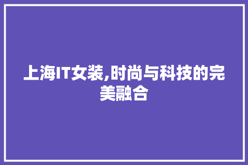 上海IT女装,时尚与科技的完美融合