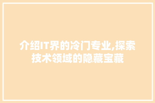 介绍IT界的冷门专业,探索技术领域的隐藏宝藏