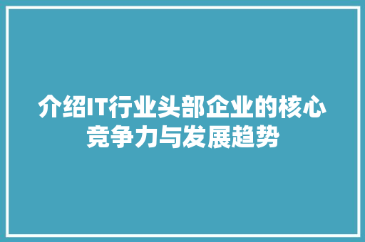 介绍IT行业头部企业的核心竞争力与发展趋势