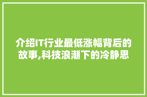介绍IT行业最低涨幅背后的故事,科技浪潮下的冷静思考