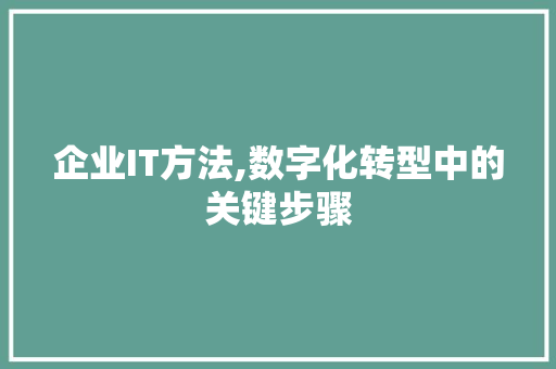 企业IT方法,数字化转型中的关键步骤