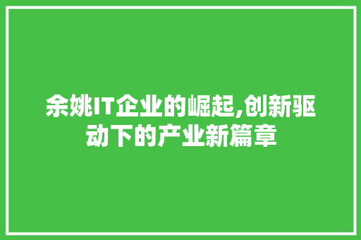 余姚IT企业的崛起,创新驱动下的产业新篇章
