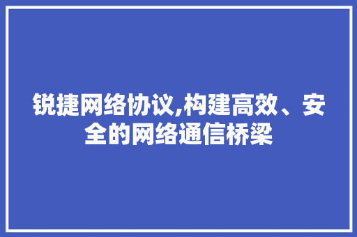 锐捷网络协议,构建高效、安全的网络通信桥梁