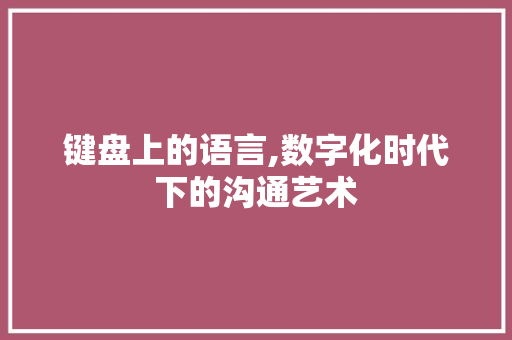 键盘上的语言,数字化时代下的沟通艺术
