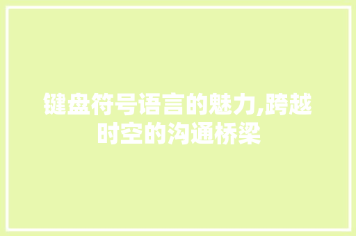 键盘符号语言的魅力,跨越时空的沟通桥梁