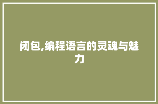 闭包,编程语言的灵魂与魅力 百度SEO