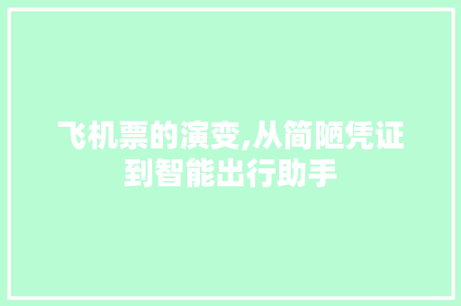 飞机票的演变,从简陋凭证到智能出行助手