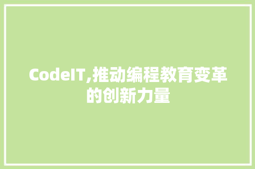 CodeIT,推动编程教育变革的创新力量
