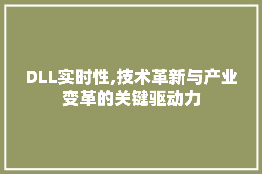 DLL实时性,技术革新与产业变革的关键驱动力