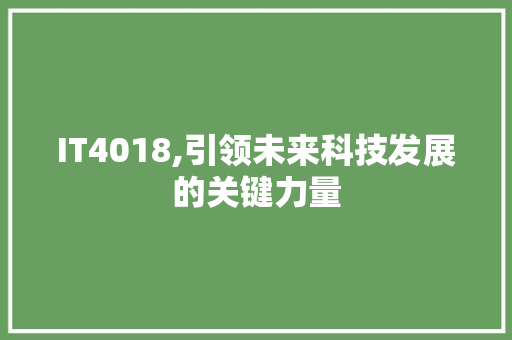 IT4018,引领未来科技发展的关键力量 神马SEO