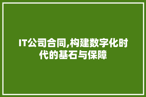 IT公司合同,构建数字化时代的基石与保障 搜狗SEO