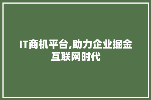 IT商机平台,助力企业掘金互联网时代