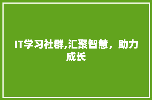 IT学习社群,汇聚智慧，助力成长
