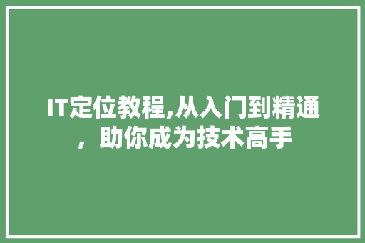 IT定位教程,从入门到精通，助你成为技术高手