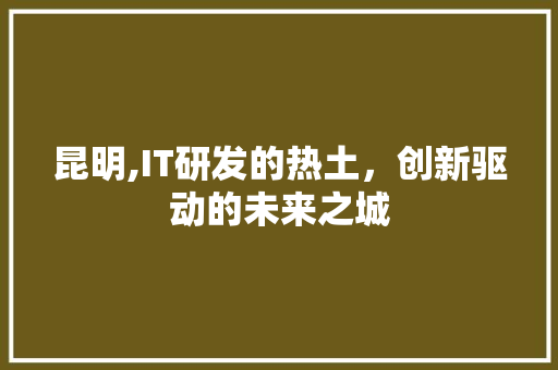 昆明,IT研发的热土，创新驱动的未来之城