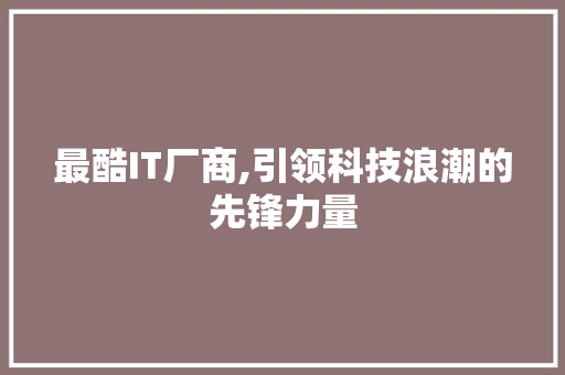 最酷IT厂商,引领科技浪潮的先锋力量 百度SEO