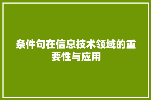 条件句在信息技术领域的重要性与应用