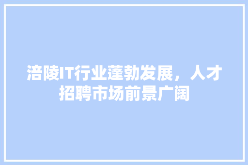 涪陵IT行业蓬勃发展，人才招聘市场前景广阔 必应SEO