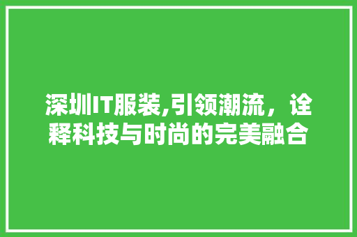 深圳IT服装,引领潮流，诠释科技与时尚的完美融合