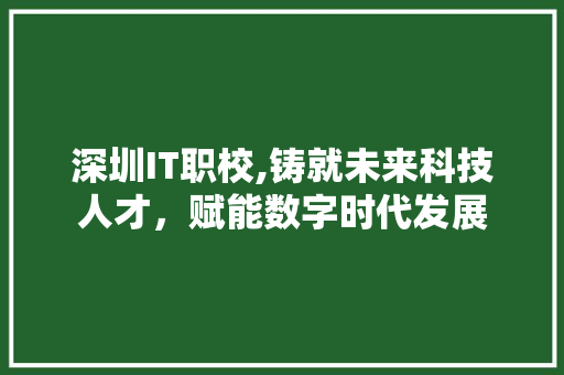 深圳IT职校,铸就未来科技人才，赋能数字时代发展 GoogleSEO