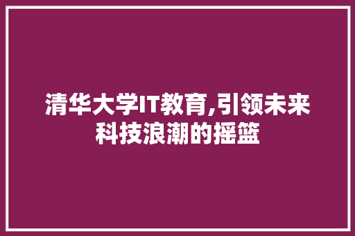 清华大学IT教育,引领未来科技浪潮的摇篮
