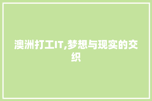 澳洲打工IT,梦想与现实的交织