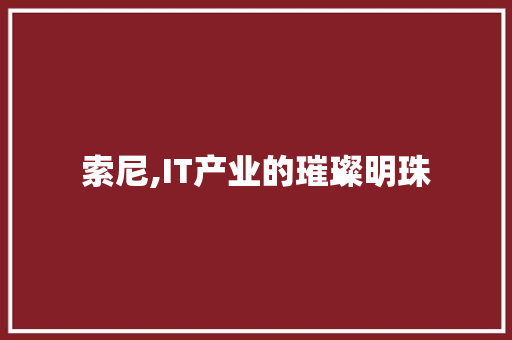 索尼,IT产业的璀璨明珠