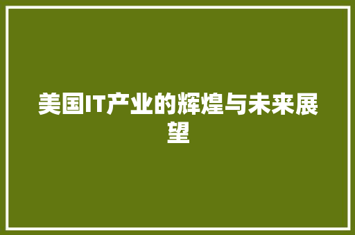 美国IT产业的辉煌与未来展望 必应SEO