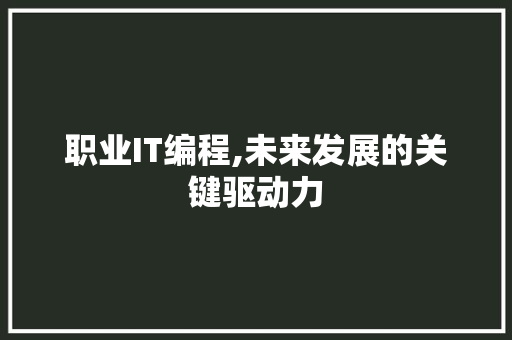 职业IT编程,未来发展的关键驱动力 必应SEO