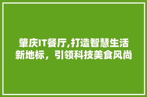 肇庆IT餐厅,打造智慧生活新地标，引领科技美食风尚