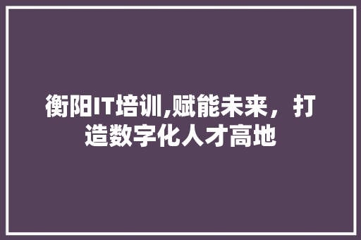 衡阳IT培训,赋能未来，打造数字化人才高地 必应SEO