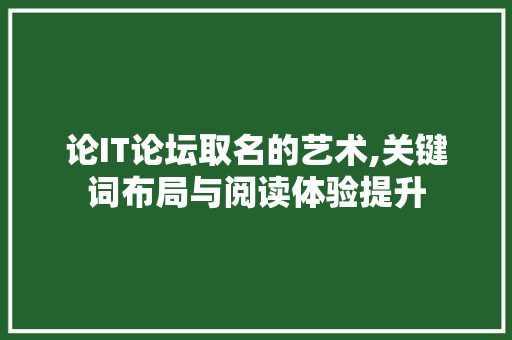论IT论坛取名的艺术,关键词布局与阅读体验提升
