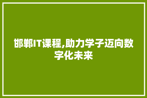 邯郸IT课程,助力学子迈向数字化未来