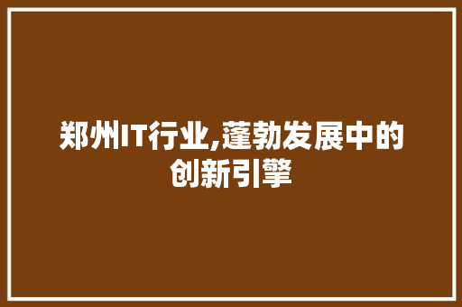 郑州IT行业,蓬勃发展中的创新引擎 必应SEO
