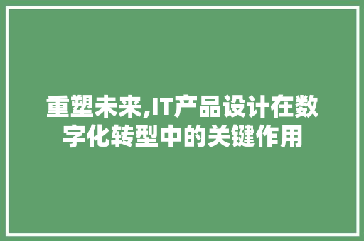 重塑未来,IT产品设计在数字化转型中的关键作用 神马SEO