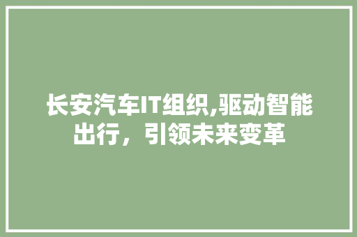 长安汽车IT组织,驱动智能出行，引领未来变革 GoogleSEO