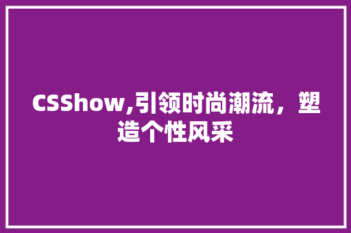 CSShow,引领时尚潮流，塑造个性风采 百度SEO