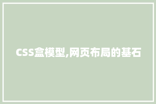 CSS盒模型,网页布局的基石