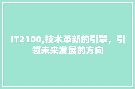 IT2100,技术革新的引擎，引领未来发展的方向 神马SEO