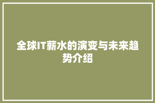全球IT薪水的演变与未来趋势介绍 GoogleSEO
