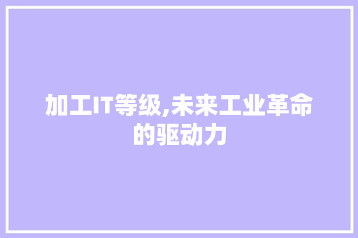 加工IT等级,未来工业革命的驱动力