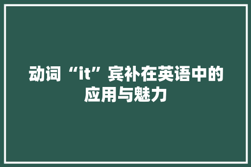 动词“it”宾补在英语中的应用与魅力