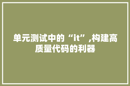 单元测试中的“it”,构建高质量代码的利器