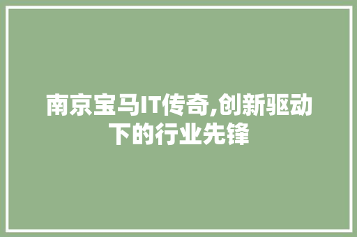 南京宝马IT传奇,创新驱动下的行业先锋