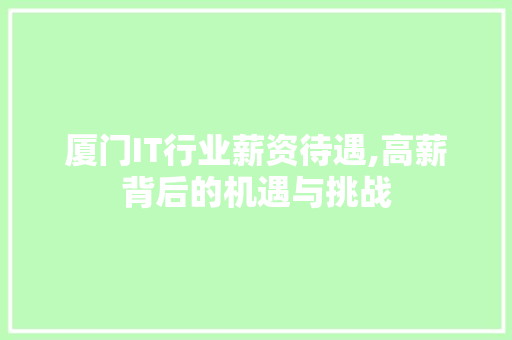 厦门IT行业薪资待遇,高薪背后的机遇与挑战