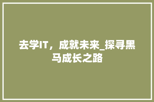 去学IT，成就未来_探寻黑马成长之路 GoogleSEO