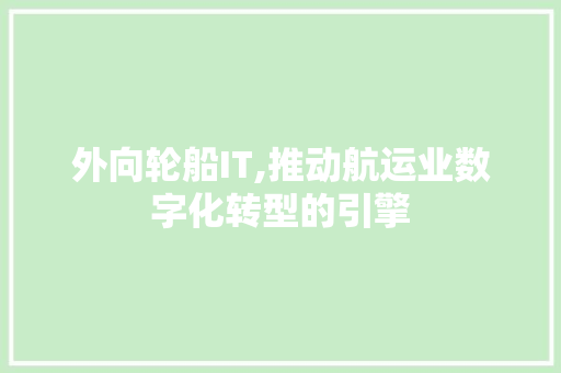 外向轮船IT,推动航运业数字化转型的引擎
